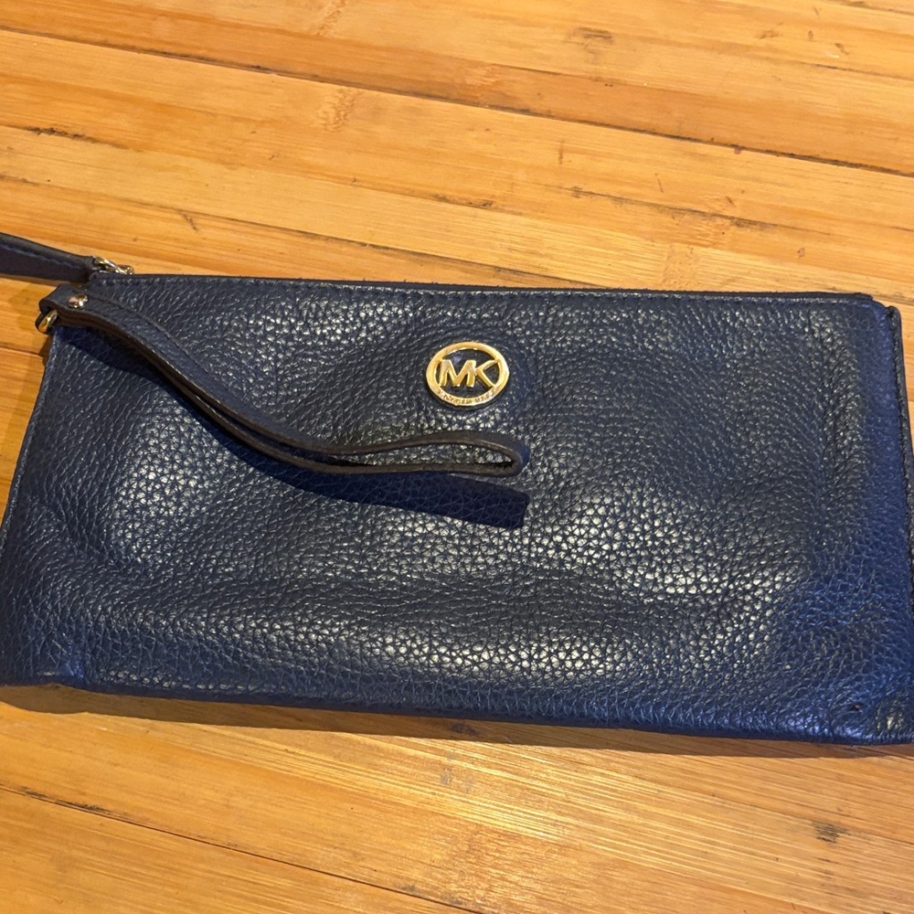 Michael Kors Dark Blue Leather Wristlet